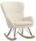 HaiYiZuhause Schaukelstuhl mit hoher Rückenlehne, weicher gepolsterter Liegegleiter, moderner Boucle Rocker Akzent Stuhl für Wohnzimmer, Schlafzimmer, Studie, Lesesaal, Balkon, Beige
