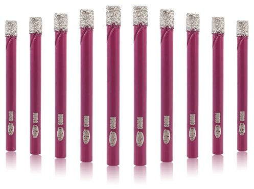 QUEFORET Brocas de Diamante 6mm - 10 Piezas Brocas de Corona para Cerámica Porcelánico Azulejos Mármol Granito, Mango Redondo