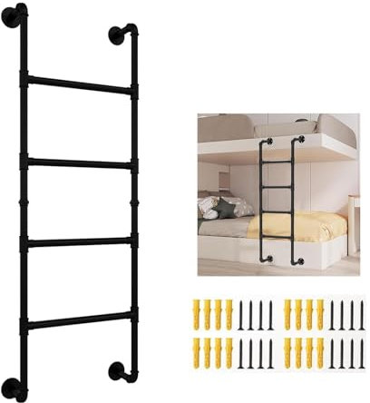 Basement Egress Ladders Industrial Iron Window Well Hanging Ladder 3.3FT 4ft 5ft 6ft 7FT 8FT, Attic Bunk Bed Ladder Black Metal Step Ladder(105cm/41in)