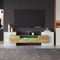Huayz TV Schrank 200 cm,Stilvoller TV-Schrank, Lowboard.hochglänzendes mit LED-Beleuchtung, Wohnzimmermöbel. modernes Design. Elegante Glasoberfläche. (Holzfarbe)