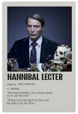 NVBKJH Hannibal TV Series Minimalist Art Poster Dekorative Malerei Leinwand Wandkunst Wohnzimmer Poster Schlafzimmer Malerei 08x12inch(20x30cm)