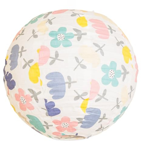 ValueLights | Easy Fit Floral Fabric Round Globe Ball Ceiling Light Shade | Ceiling Lights, Home Décor & Improvement Essential | Included LED Bulb | 290mm Shade Width