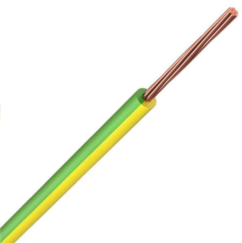 WCC® 10MM 6491X Single Core Round Earth Bonding PVC Conduit Cable - Green/Yellow - Underground Insulated Cable - Stranded Flexible Coil - Basec Approved (10 Meters)