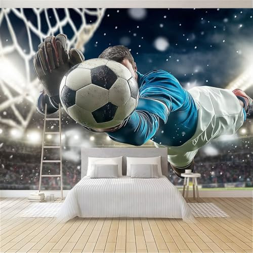 Fototapete Sport Fußball Stadion 3D-Effekt Drucken Tapete Heimdekoration 400 x 280 cm für Schlafzimmer Wohnzimmer Flur Kinderzimmer Wanddekoration Vlies Tapete Wandtapete Bunt