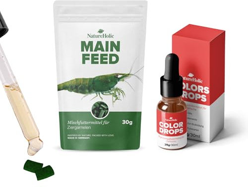 NatureHolic Colorboost Futter Set | All-in-One Garnelenfutter für Vitale Garnelen & Intensive Farben | Hauptfutter & Farbverstärker für Zwerggarnelen im Aquarium