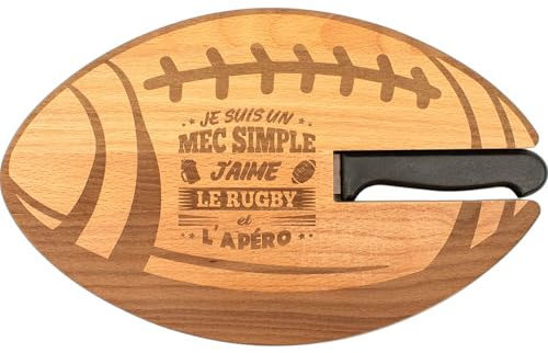 ERNESTINE - Planche apéro Rugby - Cadeau papa cadeau papi - Cadeau fête des pères - idée cadeau homme - planche apéro personnalisée - rugby apéro - cadeau rugby - planche à découper rugby