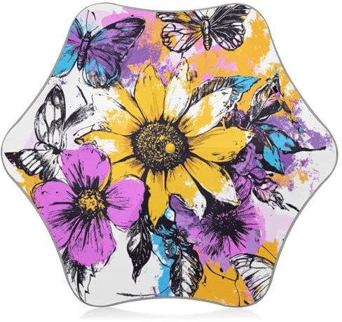 siphylline Sonnenblumen-Regenschirm für Kinder, UV-Regenschirm mit reflektierendem Streifen, reflektierend, für Kinder, mit klemmsicherem Verschluss und handlichem Hakengriff für Kinder und Mädchen
