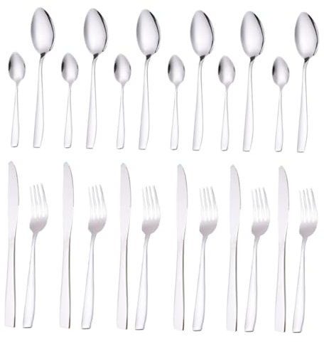 Holibanna 24Piezas Cubiertos Inoxidable Con Estuche De Madera Utensilios De Cocina y Duraderos Para Comidas y