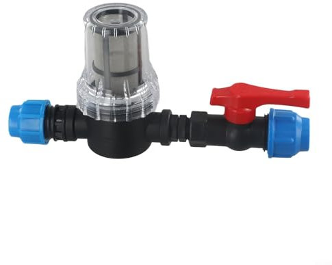 Feeshoppher Adaptador de riego por goteo de 20/25/32 mm, sistema de filtro de agua con conector de tubo de plástico de conexión rápida, filtro de malla para sistema de riego por goteo de jardín