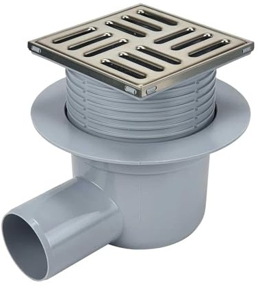 Tycner Floor Drain Bottle Gully Trap 100x100mm Grid Stainless Steel Side Outlet 50mm