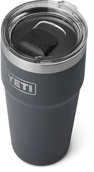 YETI Rambler Cup, Vacuum Insulated Stainless Steel Stackable Cup with Magslider Lid, Charcoal, 20 oz (591 ml)