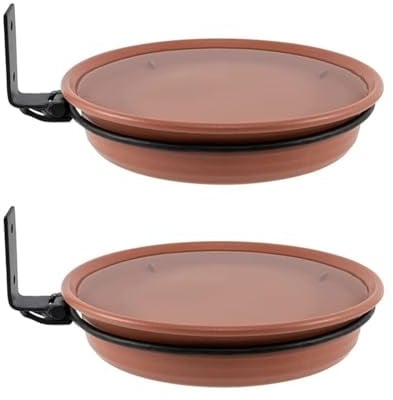 ISTOVO Bird Feeder Deck Bird Feeders Bath Tray Removable Adjustable Wall-Mounted Large Capacity Outdoor Bird Feeders Easy Install 2PCS