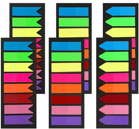Qufiiry 1200 Stück Haftnotizen Klebezettel, Haftstreifen, Pfeilflaggen-Tabs [3 Designs, 8 Farben], Seitenmarker Selbstklebend zum Markieren und Hervorheben von Seiten, Repositionierbar, Schreibbar