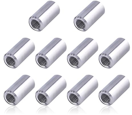 Lot de 10 manchons filetés ronds en acier inoxydable - Écrous de raccordement longs - Tige filetée - Écrous d'embrayage - Douille filetée - Écrou tige filetée pour support (Φ8 x 30 x M5)