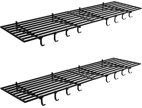 RBFGYIOP Set di 2 mensole da parete per garage - Scaffali in metallo pesante - Portata 400kg - Ganci inclusi - Soluzione salvaspazio per garage, officina, casa - Montaggio a muro facile - 2*4ft 2pcs