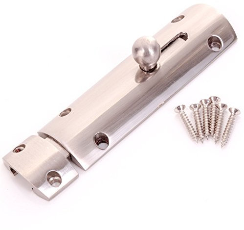 Modern Sliding Nickel Door Bolt | 100mm Indoor Latch