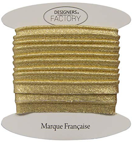 designers-factory Lurex paspelband, golden paspelband aus Gold Lurex, Paspelband zum Nähen, Um 5 meter