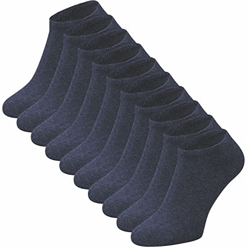 ca·wa·so Sneaker Socken für Damen & Herren im 10er-Set | Freizeitsocken ohne Naht | Weiches Material (80% Baumwolle) | Kein Rutschen (35/38, jeans)