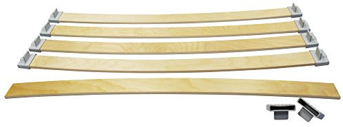 wiedergutschlafen Befestigungs-Komplettset 53mm x 8mm (5 Federholzleisten + 10 Befestigungskappen) zur Nachrüstung Ihres Lattenrostes (700)