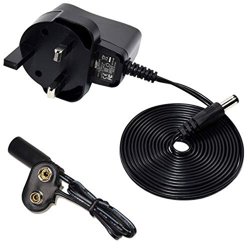 HQRP AC Adapter w/ 9V Battery Snap Connector for 9-Volt/Radio/Square / 6LR61 / 7.2H5 / 6KR61 / 6HR61 / PP3 / MN1604, Clip Holder Power Supply