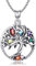 Odinstone Collier Arbre de Vie Argent 925 Pendentif Famille Bijoux Arbre Cadeaux pour Femme Filles Maman Bijoux Mères
