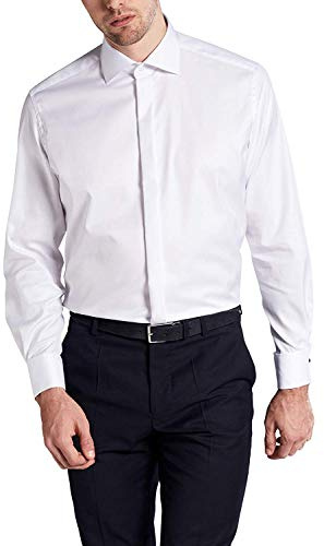 Eterna Herren Langarm Comfort Fit Cover Shirt Twill White Uni, 18,5, weiß, 48/Mehr