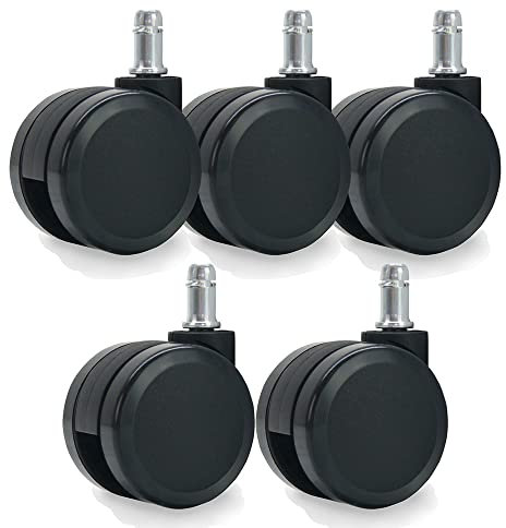 Waytex 78188 Rollen für Bürostuhl, 60 mm, universal, Farbe: Schwarz, 5 Stück