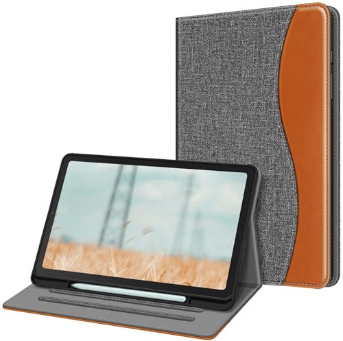Fintie Hülle für Samsung Galaxy Tab S6 Lite 10.4 2024/2022/2020, Soft TPU Rückseite Gehäuse Schutzhülle mit S Pen Halter und Dokumentschlitze, Dunkelgrau