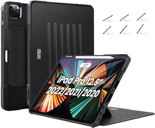ZtotopCases Hülle für iPad Pro 12.9 Hülle 6./5./4. Generation 2022/2021/2020, 6 Blickwinkel Magnetisch Schutzhülle mit Stifthalter, Stoßfest Sturzfest, Automatischem Schlaf/Aufwach, Schwarz