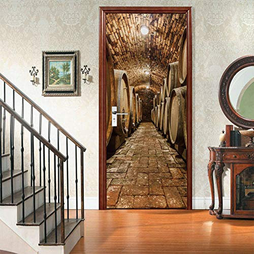 VIRANDA 3D Türaufkleber Selbstklebend Türtapete - Weinkeller - Moderne PVC Türfolie Poster Abnehmbar Wasserdichte Umweltschutz Tür Stickers,86x200cm