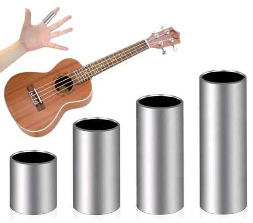 4 Pcs Gitarre Slide Set,Gitarre Steel Slide Edelstahl Metall Bass Slide Gitarren Slide Set Slide Gitarre Gitarrenzubehör Edelstahl Silber Slide Guitar Slide Für Anfänger Und Profis
