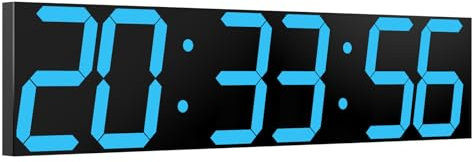 CHKOSDA Digitale Wanduhr, übergroße LED-Digitaluhr mit Auto-Dimmer, riesiger Countdown-Timer mit Fernbedienung, 27in breites LED-Display, 6 Ziffern, Wandhalterung, Datum und Temperatur (Eisblau)