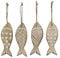 4er Set Holz Fische Deko maritim 10cm Dekoobjekt Weiss braun martime Dekoration Holzfische Anhänger Fisch Maritime psw581 Deko