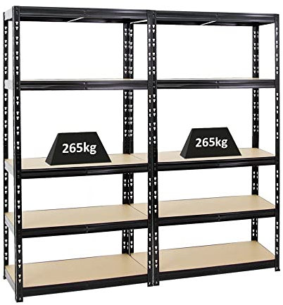 Mega Deal 2X Schwerlastregal Tiger Schwarz 180x90x45cm mit Fachlast 265kg Garagenregal Kellerregal Werkstattregal Lagerregal Steckregal…