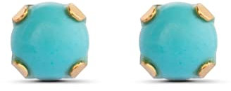 Pendientes bebé niña mujer oro - 9K, oro amarillo, perla turquesa, 3mm, preparado con estuche regalo, cierre de rosca, fabricados en España. Modelo Blue de la marca Smalliful.