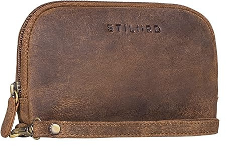 STILORD 'Maeve' Pochette Portefeuille en Cuir Femme Vintage Mini Sac a Main avec Dragonne Amovible Porte-Monnaie pour Téléphone Portable Cuir Véritable, Couleur:Marron Moyen