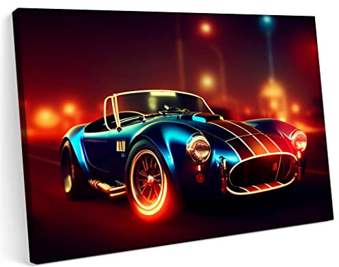 Printonia Bilder Leinwandbild 120x80cm Ac Cobra Shelby 427 Desert Car Race Route 66