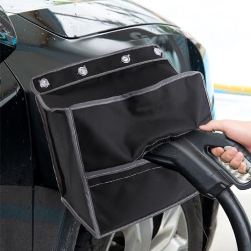 EV Charger Plug Cover,MoreChioce Waterproof Electric Car Charging Port Rain Cover 600D Oxford Cloth EV Charging Port Dustproof Cover All Weather Protection,Black