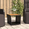 FIRBNUS 45x45x40 cm Garten Beistelltisch mit Holzplatte Couchtisch Balkontisch Terrassentisch Gartentisch Kaffeetisch Esstisch Schwarz Teetisch Wasserbeständiges Poly Rattan und Akazienholz