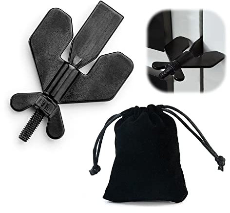 1pcs Portable Door Stopper and 1pcs Black Storage Bag, Stainless Steel Travel Lock, Anti-Theft, No Drilling Needed, Safety Privacy Lock, Suitable for Hotel, Home Door Lock (Black)