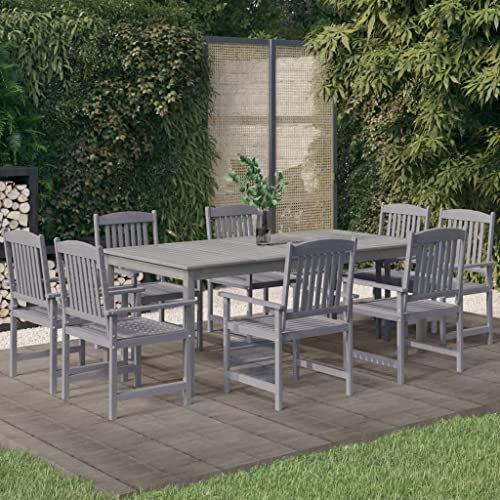 INLIFE 9-TLG. Garten-Essgruppe Massivholz Akazie Grau,85kg,3098683
