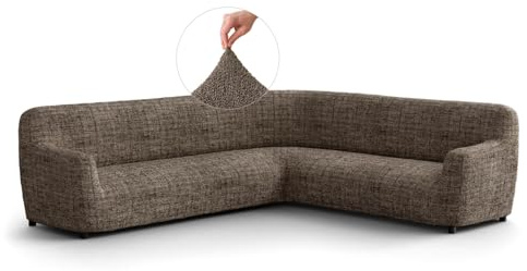 PAULATO - Sofabezug Ecksofa-Husse aus der Kollektion Vittoria Mikrofaser, kratzfestes und maschinenwaschbares Gewebe, Made in Italy, Vittoria Braun