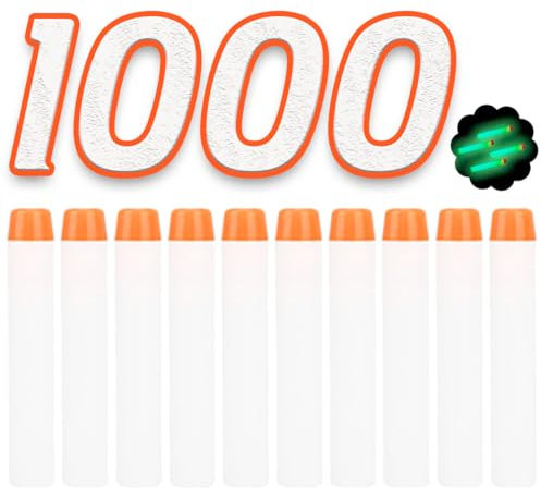 König Design Nerf Pfeile - 1000 Stück Nerf Darts Nerf Munition Pfeile Dart Bullets Refill Darts Foam Pfeile für N-Strike Elite Blasters Series Hasbro Fortnite