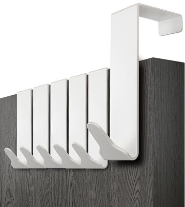 Menz Premium Over Door Hanger – Set of 6 White Coat Hooks 36mm with Anti-Slip and Felt Pads, Sturdy Over Door Hook Hanger Türhaken Premium Weiß_36mm UK