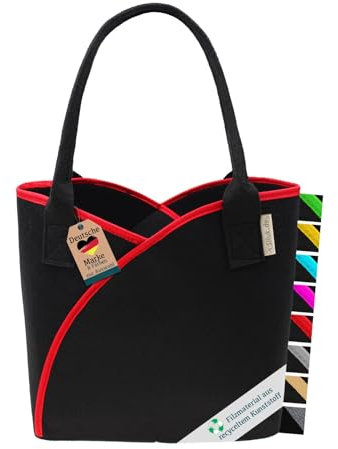 Filztasche Einkaufskorb Einkaufstasche, Filztaschen Shopper, Groß Multifunktional Filzkorb zur Aufbewahrung (Modell 1 Rot)