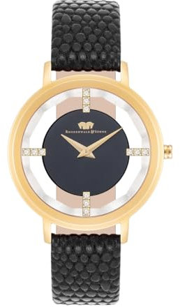 Rhodenwald & Söhne Damen Uhr analog Japan Quarzwerk mit Echtleder schwarz Armband 10010423