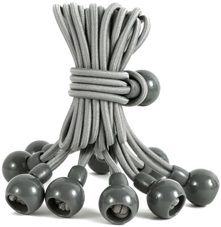 Bungee Rope, 6-inch, 9-inch Ball Bungee Rope with Elastic Rope, Suitable for Awning, Tarpaulin, Harness, Tent, Pole and Wire, Black (6inGrey, 50)