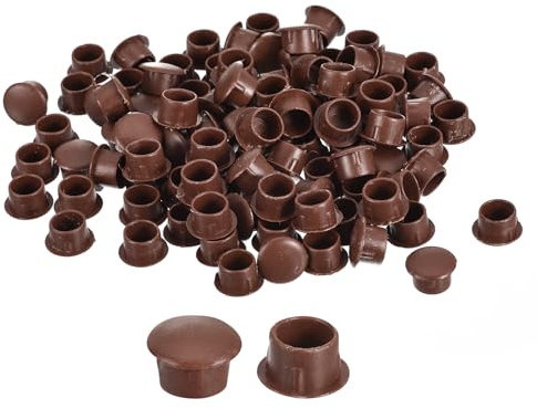 QUARKZMAN 100pz Tappi per Fori di Vite, 10mm(3/8) Dia Tappo Rotondi da Inserire a Pressione in Plastica Ripiani per Mobili Armadietti Credenze, Marrone Rosso