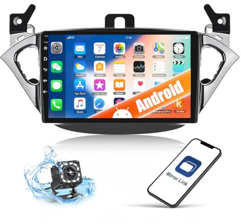 CAMECHO Android 12 Autoradio mit Navi für Opel Corsa 2015-2019/Opel Adam 2013-2016,Doppel Din Radio mit 9-Zoll Bildschirm,Mirror Link Bluetooth RDS FM WiFi+Rückfahrkamera