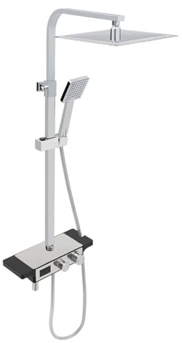 Duschsystem mit Ablage 3 Funktionen Wandmontage LED Duschset Regendusche Armatur Duschbrausen,Einhebelmischer